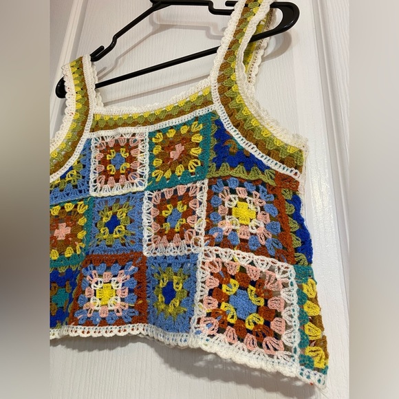 Sepia Hand Knit Crochet Colourful Coastal Sleeveless Summer Cover Up Tank Top - Picture 3 of 8